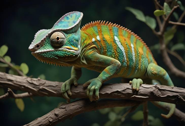 Chameleon on a Branch Natures Artistry in Color